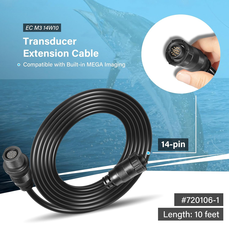 Fish Finder Cable - 트랜스듀서 연장 케이블 10피트 14핀 허밍버드